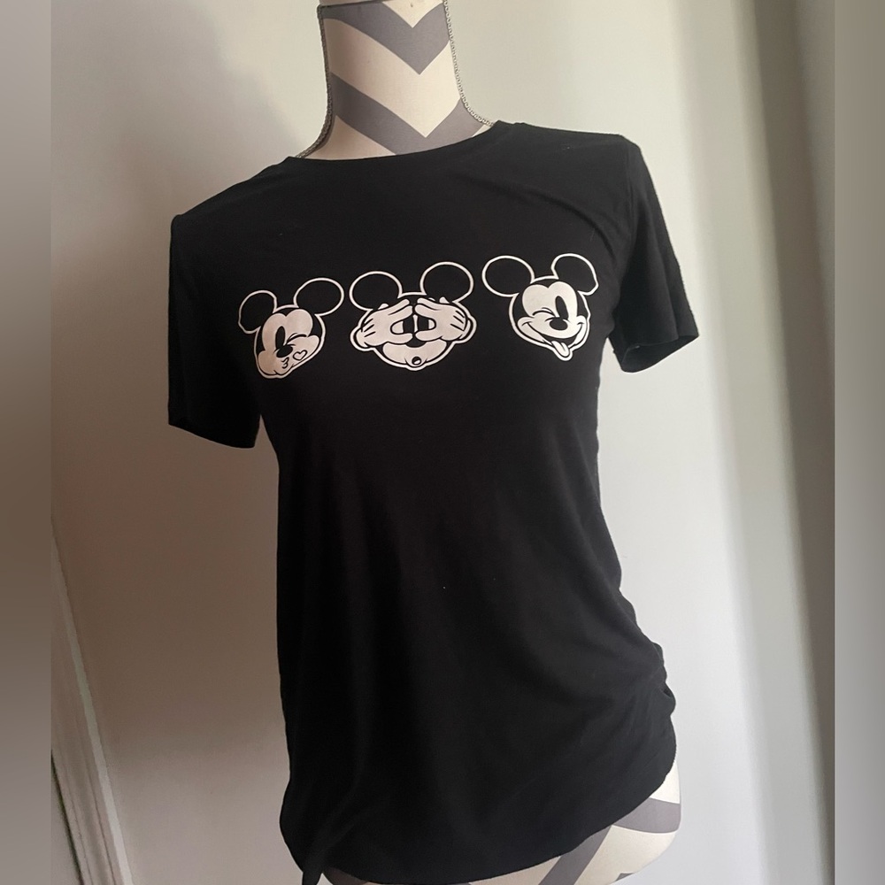 Ladies Breezy Mickey Mouse Black Crew Neck Fun Disney Tee